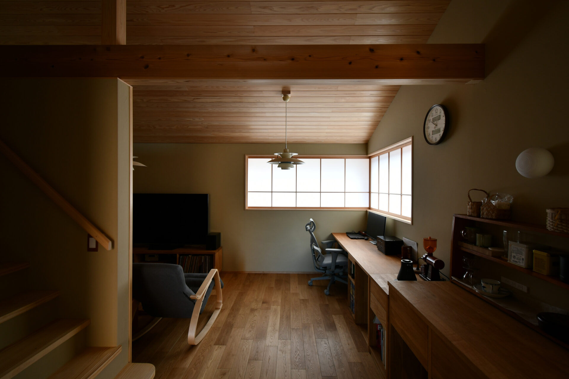 岡崎市で和モダンの木の家/サン工房・スタジオ