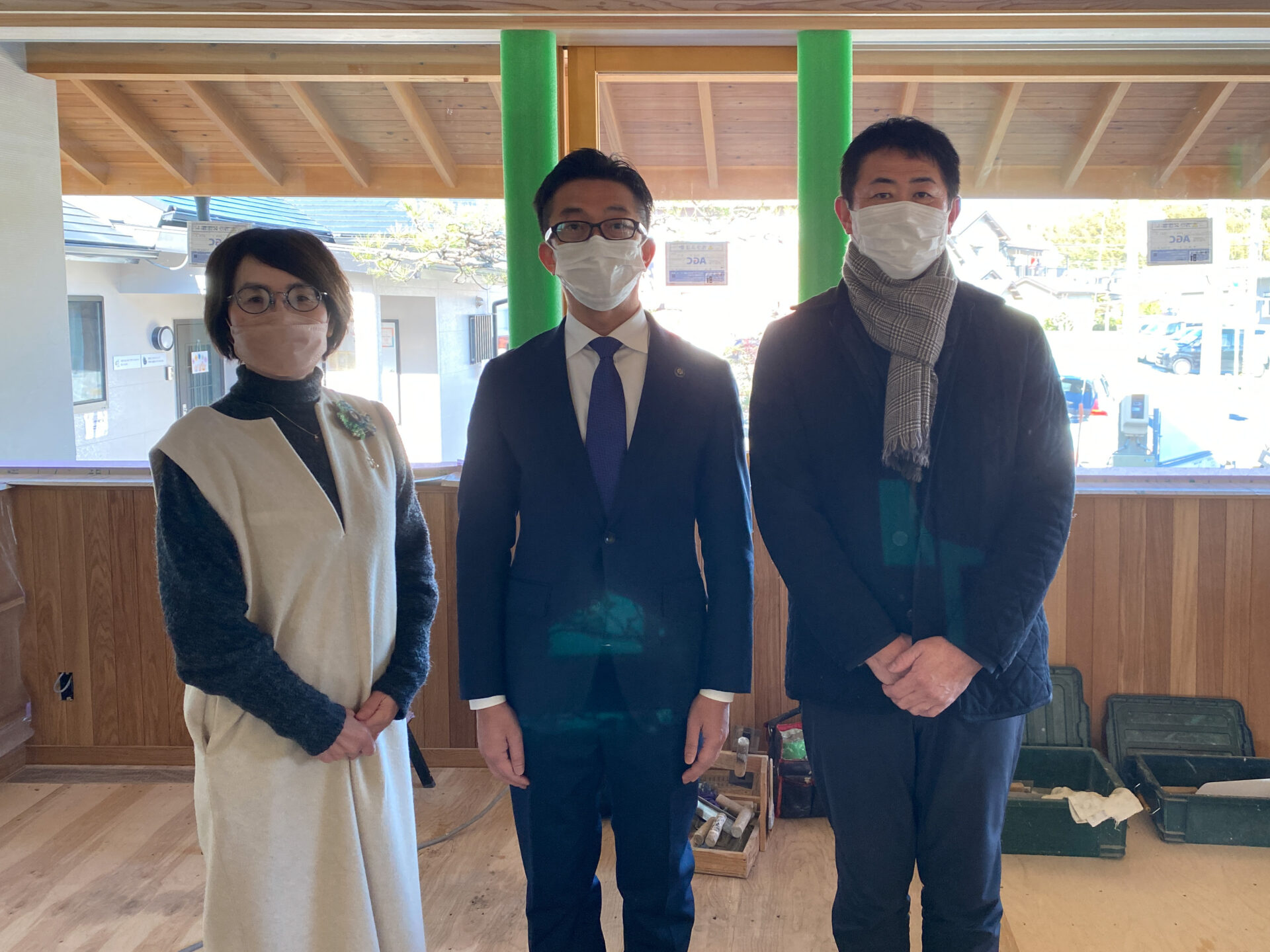 愛知県名古屋市で木の家をお考えの方/サン工房岡崎スタジオより【桑名市長伊藤徳宇さんが現場にお越しになりました！！】～サン工房・スタジオ現場の風景-其の５６～