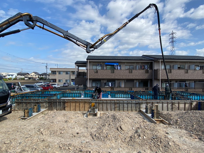 岐阜県可児市で和風の木の家基礎工事中【「行雲流水の家」基礎コンクリート打設】～現場の風景-其の１４～
